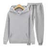 Conjunto deportivo de dos piezas con capucha y pantalón deportivo de color liso de 180 g para hombre. Sudadera con capucha y pantalón deportivo.