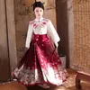Hanfu de Inverno 2025 Novo Estilo Conjunto de Saia Mamian Estilo Chinês de Inverno para Meninas Traje Tradicional de Ano Novo Estilo Chinês