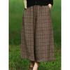 Pantalones anchos de lana ajustados de estilo coreano para otoño e invierno, pantalones casuales a cuadros recortados