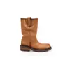 Botas femininas Grapema com salto grosso empilhado, botas de montaria vintage com bico redondo texturizado até a panturrilha, botas de cowboy western