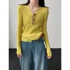 Suéter de Punto Acanalado Ns para Mujer Primavera 2026 Nuevo Ajuste Delgado Top Básico de Nicho Camiseta Ss1002