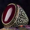 Europa e Estados Unidos jóias transfronteiriças retro esmeralda natural velha escultura em prata totem anel masculino anel anel