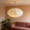 Lámpara Colgante Redonda Plana Estilo Wabi-Sabi Japonés Noguchi Isamu 26A para Restaurante Dormitorio Estudio Papel Lámpara Colgante de Cable Enredado para Uso en Casa de Huéspedes