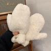 Guantes de invierno de lana de cordero con etiqueta de oso, para mujer, con cabestro, bonitos guantes de invierno para montar a caballo, forrados en vellón, gruesos, cálidos y resistentes al frío.
