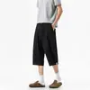 Pantalones Casuales Cortos de Estilo Japonés, Semielásticos, con Caída, para Hombre, de Verano, Talla Grande, Modernos, Holgados, de Pierna Recta, Shorts de Traje