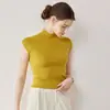 Lavable a máquinaHilo Yangzi alemán Lana Merino Cuello redondo Sin mangas Versátil Top de punto para mujer