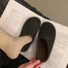 Zapatillas de Media Pantufla de Fieltro con Punta Redonda Retro para Mujer, Zapatos de Algodón para Abrigo de Otoño e Invierno, Slip-Ons Perezosos, Birkenstocks Forrados de Borrego con Suela Gruesa