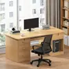 Escritorio de oficina, escritorio ejecutivo, diseño simple y moderno, con cerradura, juego de escritorio y silla de oficina, estación de trabajo con múltiples cajones