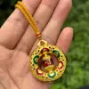 Collar de Girasol con Carácter de Fortuna Chapado en Oro Giratorio con un Colgante de Brújula Giratoria Cadena para Suéter Tótem