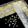 Nueva Caja Grande de 12 Compartimentos para Uñas con Remaches, Lentejuelas Metálicas, Set de Decoración Mixta Irregular para Uñas DIY