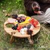 Prateleira de Armazenamento de Madeira de Acácia Portátil de Madeira para Camping ao Ar Livre Prateleira de Armazenamento para Taças de Vinho Prateleira de Armazenamento com Bandeja Dobrável