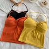 Camisola cruzada con cuello estilo Hong Kong para mujer, estilo francés, con hermoso diseño en la espalda, sin mangas, sexy.