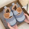 Estilo Casual com Velcro Color-Blocking Estilo Ins Inverno Novo Confortável Quente Urso Forma Loafers Infantis