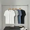 Camiseta casual de alta qualidade, fio original, toque fresco para esportes ao ar livre, secagem rápida, respirável e elástica, para corrida e treino, gola redonda, manga curta