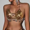 Ropa europea y americana para mujer AYJ, top sin tirantes sexy de chica caliente, camisola de lentejuelas con flecos metálicos para mujer 2