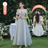 (Autorización) Vestido Gris de Dama de Honor Estilo Nuevo 2026 Grupo de Hermanas de Boda Vestido de Rendimiento Adelgazante Que las Mujeres Pueden Usar Casual