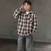 Chaqueta Camisa para Niños Primavera y Otoño 2026 Ropa Nueva para Niños Otoño Casual Camisa de Manga Larga a Cuadros Atuendo de Otoño para Niños
