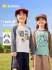 [Pacote com 2 100% Algodão] Camiseta de Manga Longa Infantil Dudu Outono Top Infantil Camada Base para Meninas Roupinhas de Bebê