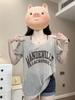 Camiseta de Manga Corta con Estampado de Letras Retro Americano para Mujer Talla Grande Chica Gordita Verano Ajuste Holgado Cubre la Carne y Adelgaza Blusa Top Protector Solar