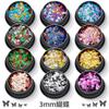 Venta caliente transfronteriza 3mm mariposa juego de 12 colores brillo metal lentejuelas para arte de uñas polvo brillante material gel para esmalte de uñas