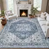Alfombra Estilo Europeo Retro Imitación Cachemir, Estilo Bohemio, Alfombrilla Resistente a Manchas y Fácil de Cuidar para Sala de Estar, Felpudo Doméstico Resistente a Manchas