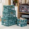 Caja de Almacenamiento con Elementos Navideños Grande Mediana Pequeña Juego de Tres Piezas Algodón Lino Estampado Ropa de Cama Ropa Suéter Caja de Almacenamiento