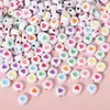 Cuentas de Corazón de Color Mixto Acrílicas Accesorios para Joyería DIY Cuentas Sueltas de Agujero Recto Pulsera de Corazón Colorida Hecha a Mano Cuentas Cuadradas