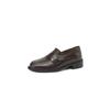 Mocasines de piel de oveja suave para mujer, tacón grueso, slip-on, otoño e invierno, nuevos zapatos de piel pequeños de tacón medio con forro polar, zapatos de mujer estilo universitario