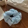 Goma de pelo scrunchie de estilo coreano, colorida, ligera, estilo académico retro a cuadros, con bordes rizados, para coleta baja, accesorio para el cabello para niñas