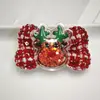 Pinza para el pelo con lazo de terciopelo rojo navideño, set de tocado con campana y borla de dibujos animados lindos de Papá Noel para niños