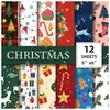 12 Hojas de Papel de Regalo para Nochebuena, Celebración Navideña DIY Papel de Fondo para Collage de Diario Retro Material de Papel Papel