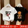 Camiseta de Algodão Puro Manga Curta para Meninos 2026 Nova Desenho Animado Verão de Bebê Roupas Infantis Top Fino Modelagem Solta Camiseta de Meia Manga para Crianças