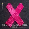 Guantes de Novia Europeos y Americanos de Dedo Completo Largos de Satén Fruncido Retro para Boda Dama de Honor Foto Multicolores Sedas y Satines Guantes de Boda