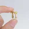 Clip de oreja de tornillo francés DIY accesorios para pendientes sin agujero al por mayor joyería de pasta de cabeza plana Clip de oreja de oro real de 18 quilates