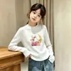 Camiseta Interior Térmica de Felpa Cepillada con Cuello Redondo para Niñas Otoño Invierno Ropa Interior Infantil Top Cálido para Niños Mayores Camiseta con Estampado de Dibujos Animados