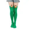 Calcetines Rayados Navideños Transfronterizos, Calcetines de Personajes de Dibujos Animados Europeos y Americanos, Calcetines de Cosplay, Calcetines Largos de Reno para Mujer por Encima de la Rodilla