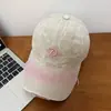 Gorra de Béisbol Lavada con Bordado de Letras Tie-Dye Estilo Retro Americano para Mujer, Gorra de Pico Desgastada Estilo Coreano Sombrero de Sol para Hombre
