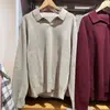 Suéter de Punto Casual con Cremallera Media y Costilla Polo / Suéter de Punto de Manga Larga Camiseta para Hombre 487157