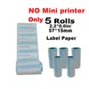 Mini Impressora à Prova de Erros com Papel Térmico Autoadesivo 57X25 para Recibos de Delivery de Supermercado e Impressão de Etiquetas