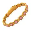 Pulseira Magnética Redonda Popular com Pedras Inteiras Transfronteiriça Moda Europeia e Americana Fecho de Linha Única Pulseira Magnética Antiestática para Mulheres em Estoque