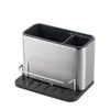 Prateleira de Armazenamento de Aço Inoxidável, Porta-Hashi de Aço Inoxidável, Porta-Hashi Dividido, Esponja para Higienizador de Mãos, Pia, Talheres, Prateleira de Armazenamento de Utensílios de Cozinha
