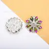 Botones de Vidrio con Pedrería Marquise de Colores Vivos Flor de Diamante Moda Broche de Diamante para Abrigo de Piel Accesorios