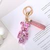 Colgante para Llave de Coche para Mujer Cadena de Llaves de Alta Gama para Mujer Llavero de Oso Fluido Incrustado de Diamantes Colgante para Bolso de Oso Pequeño Famoso en Internet