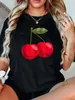 Transfronteiriço 180g Frete Grátis Em Estoque Estação Independente Roupas Femininas Europeu e Americano Transfronteiriço Estampa de Cereja Manga Curta Aliexpress Amazon Camarão