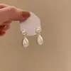 Brincos de Franja com Pérola Sintética em Forma de Gota de Água Escovada Prata 2025 Novo Estilo Quente Luxo Acessível de Ponta Brincos Elegantes de Nicho