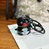 Chaveiro de Pinguim Redondo Tridimensional Desenho Animado Doce e Legal Pingente de Mochila Média de Desenho Animado Preto Acessórios para Mochila Escolar de Estudante