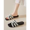 Populares Pantuflas de Playa con Perlas para Mujer Verano 2025 Uso Exterior Estilo Pequeño Fragante Pantuflas Planas Estilo Hada Nicho Hermoso Fresco