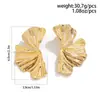 Brincos de Folha de Ginkgo Estilo Metal Exagerado Europeu e Americano Doce Fresco Estilo Praia Oceano Brincos com Padrão de Concha Brincos Vintage