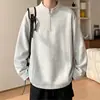 Sudadera blanca versátil de corte holgado con estampado floral moderno para hombre, chaqueta gris de peso pesado estilo americano con cremallera para medio otoño para adolescentes