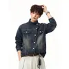 Nueva Chaqueta de Mezclilla Desestructurada Personalizada Lavada Vintage para Hombre Otoño/Invierno 2026, Abrigo de Mezclilla de Cuello Alto Diagonal de Nicho, de Moda